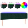 vidaXL sengegavl med LED-lys 183x16x78/88 cm fl&oslash;jl m&oslash;rkegr&oslash;n