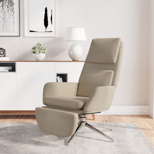 vidaXL l&aelig;nestol med fodskammel mikrofiberstof Lysegr&aring;