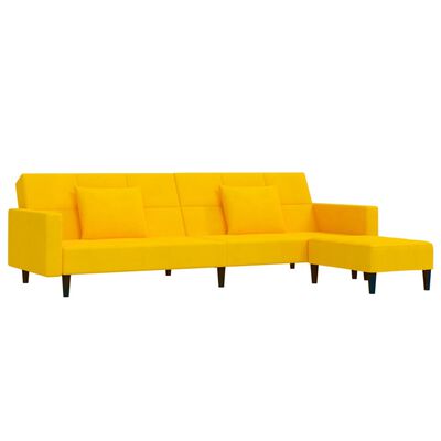 vidaXL 2-personers sovesofa med 2 puder og fodskammel fløjl gul