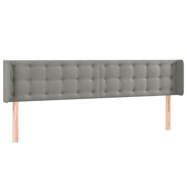 vidaXL sengegavl med LED-lys 163x16x78/88 cm fl&oslash;jl lysegr&aring;