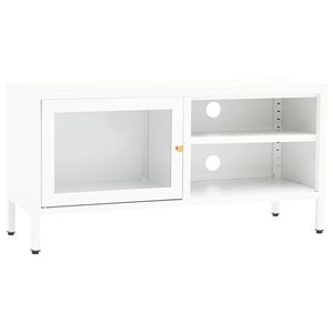 vidaXL tv-skab 90x30x44 cm st&aring;l og glas hvid