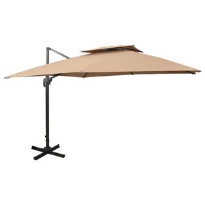 vidaXL fritst&aring;ende haveparasol med dobbelt top 300x300 cm taupe