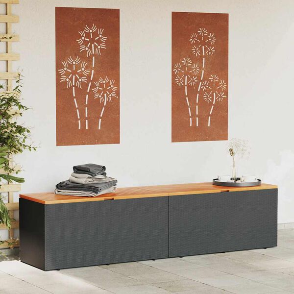 vidaXL opbevaringsboks til haven 220x50x54 cm polyrattan akacie sort