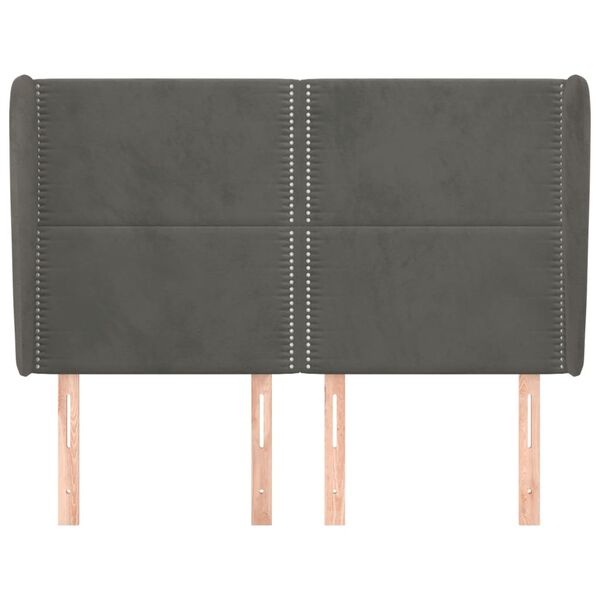 vidaXL sengegavl med kanter 147x23x118/128 cm fl&oslash;jl m&oslash;rkegr&aring;