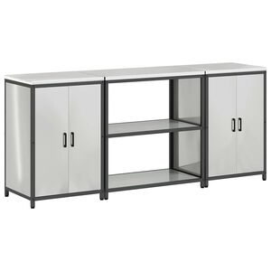 vidaXL K&oslash;kkenopbevaringss&aelig;t med hylde 3 pcs S&oslash;lv Galvaniseret st&aring;l