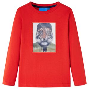 vidaXL Lang&aelig;rmet T-shirt til b&oslash;rn str. 128 r&oslash;d