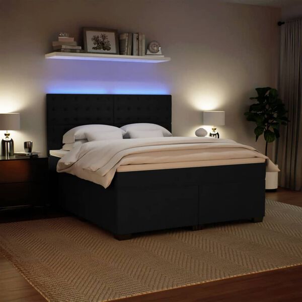 vidaXL kontinentalseng med madras 180x200 cm fl&oslash;jl sort