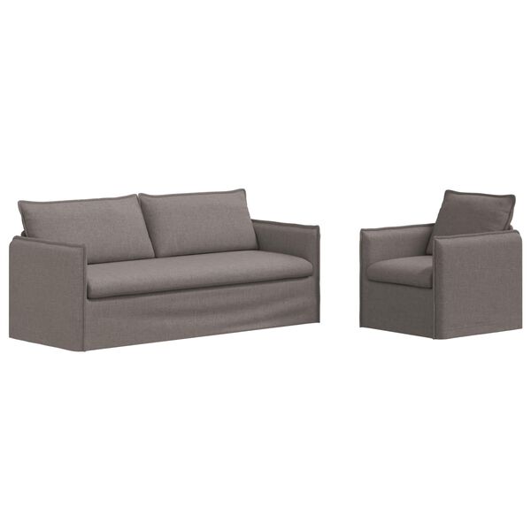 vidaXL Sofa 2 pcs Gr&aring;brun 196 x 82 x 85 cm Stof