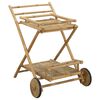vidaXL Serveringsvogn med hjul Naturfarvet 79 x 67,5 x 84 cm Bambus