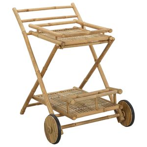 vidaXL Serveringsvogn med hjul Naturfarvet 79 x 67,5 x 84 cm Bambus