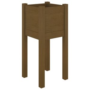 vidaXL plantekasse 31x31x70 cm massivt fyrretr&aelig; gyldenbrun