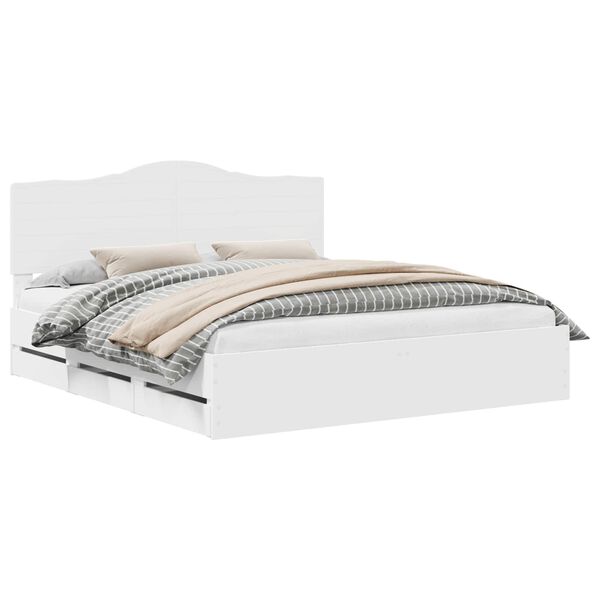 vidaXL Sengestel med skuffe Hvid 200 x 200 cm Ingeni&oslash;rtr&aelig;