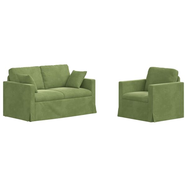vidaXL Sofa 2 pcs Lys gr&oslash;n 138 x 78 x 80 cm Fl&oslash;jl