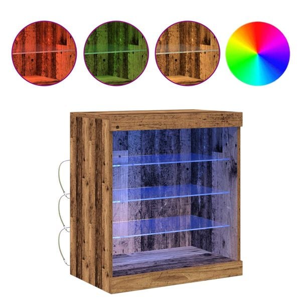 vidaXL LED Sideboard Gammelt tr&aelig; 60,5 x 37 x 67 cm Konstrueret tr&aelig;