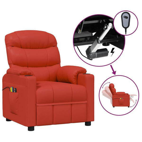 vidaXL eldrevet massagestol kunstl&aelig;der r&oslash;d