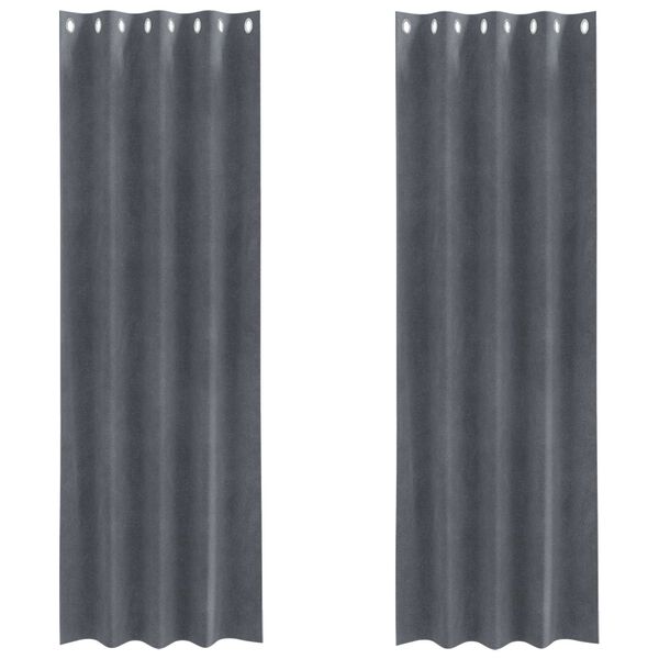vidaXL Mørklægningsgardiner 2 pcs Lysegrå 140 x 225 cm Fløjl