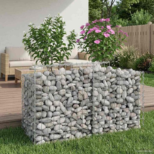 vidaXL Gabion h&oslash;jbed S&oslash;lv 100 x 50 x 60 cm Galvaniseret st&aring;l