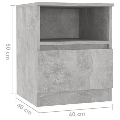 vidaXL sengeskab 2 stk. 40x40x50 cm konstrueret træ betongrå