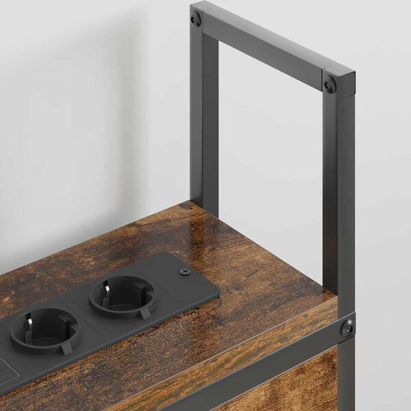 vidaXL Opbevaringshovedgavl med Opladningsstation med hylde R&oslash;get eg