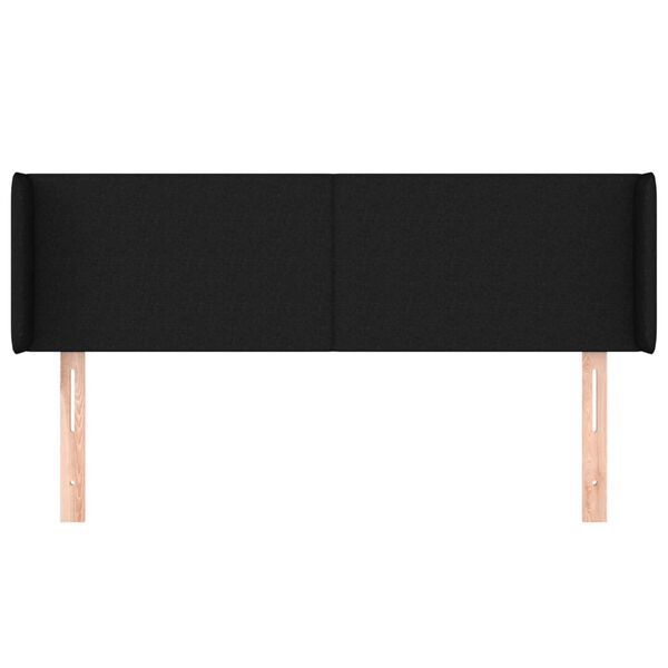 vidaXL sengegavl med kanter 147x16x78/88 cm stof sort