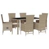 vidaXL spisebordss&aelig;t til haven 7 dele med hynder polyrattan beige