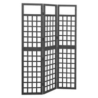 vidaXL 3-panels rumdeler/espalier 121x180 cm massivt grantræ sort
