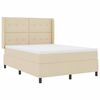 vidaXL LED Box Spring Bed med hovedg&aelig;rde Creme 140 x 190 cm Stof