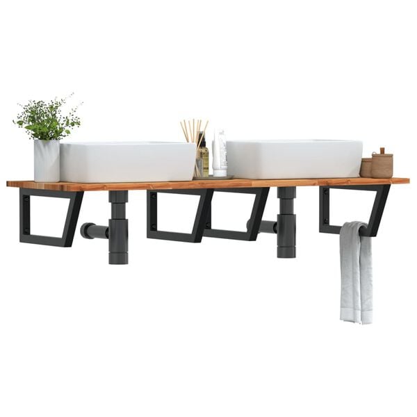 vidaXL v&aelig;gh&aelig;ngt badev&aelig;relseshylde st&aring;l og massivt akacietr&aelig;