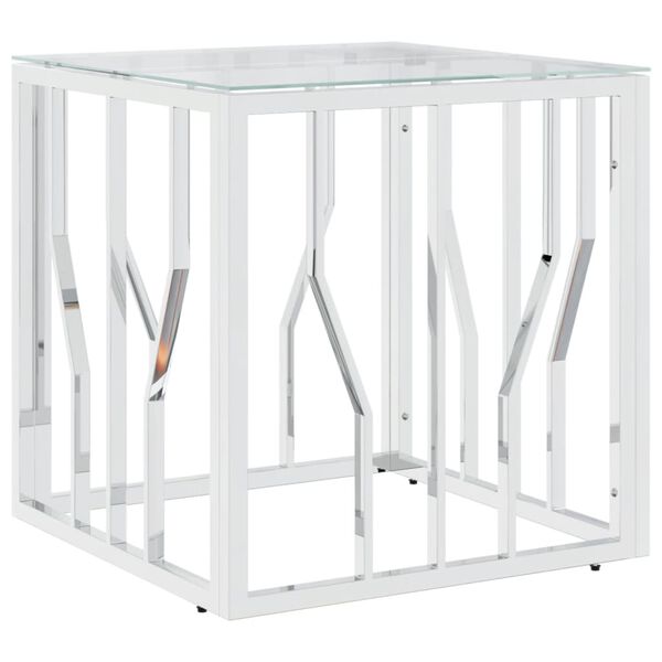 vidaXL sofabord 50x50x50 cm rustfrit stål og glas sølvfarvet