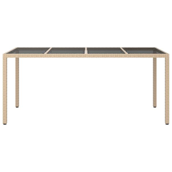 vidaXL havebord 190x90x75 cm hærdet glas og polyrattan beige