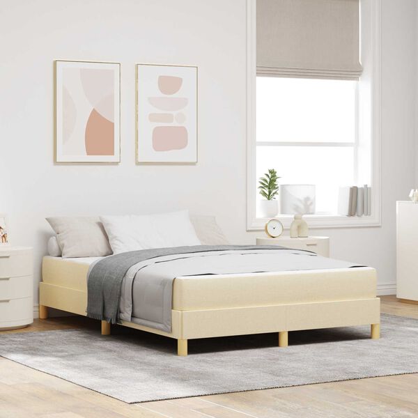 vidaXL Box spring seng med madras Creme 140 x 200 cm Stof