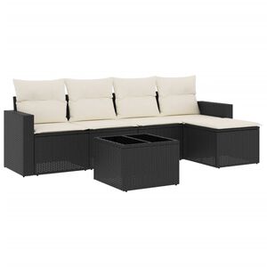 vidaXL sofas&aelig;t til haven 6 dele med hynder polyrattan sort