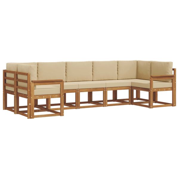 vidaXL Udend&oslash;rs sofagruppe med pude 7 pcs Naturlig og Beige