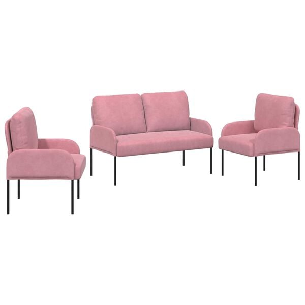 vidaXL Sofas&aelig;t med pude 3 pcs Lyser&oslash;d 115 x 56 x 80 cm Krydsfin&eacute;r