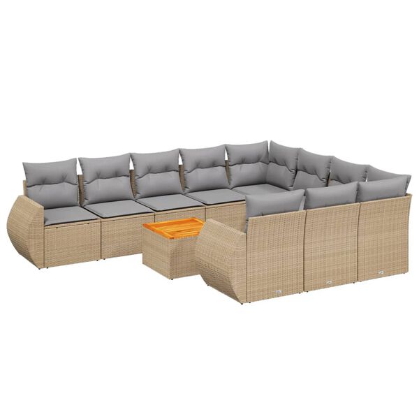 vidaXL sofas&aelig;t til haven 11 dele med hynder polyrattan beige