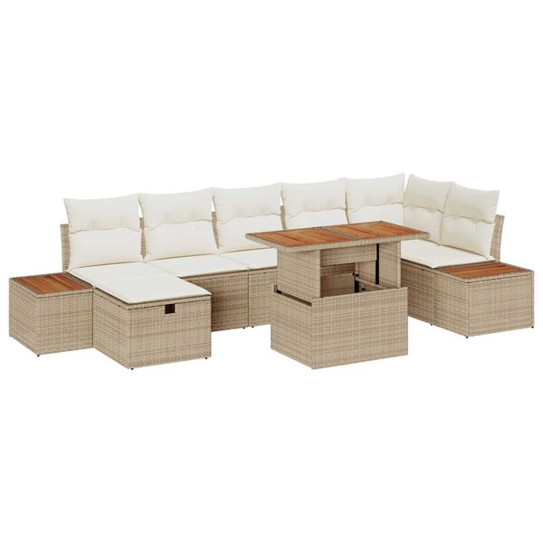 vidaXL Havesofa Sæt 8 pcs Beige polyrattan