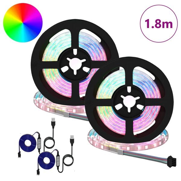 vidaXL LED Strip 2 pcs Sort og Gennemsigtig 900 mm Kobber og plastik