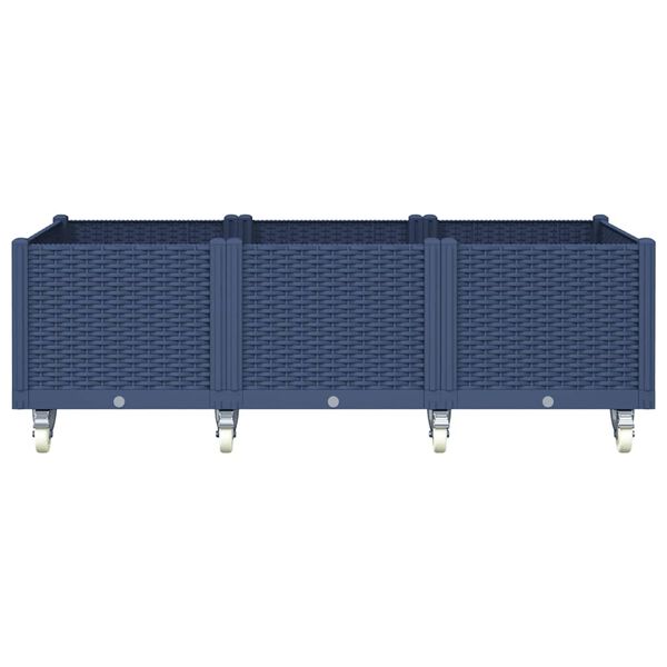 vidaXL plantekasse med hjul 150x80x54 cm PP blågrå