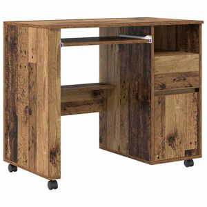 vidaXL Skrivebord med Hjul Gammelt tr&aelig; Konstrueret tr&aelig; 91 x 50 x 77 cm