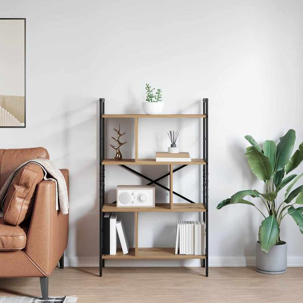 vidaXL Bogreol Artisan Egetr&aelig; 75 x 30 x 123,5 cm Konstrueret tr&aelig;