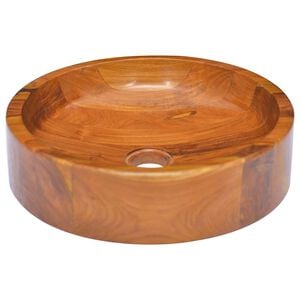 vidaXL h&aring;ndvask &Phi;40x10 cm massivt teaktr&aelig;
