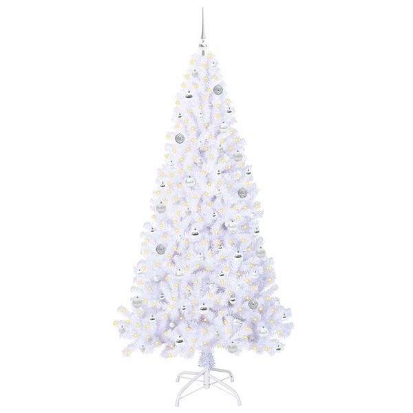 vidaXL Kunstigt juletr&aelig; med 300 LED'er Hvid 210 cm PVC og St&aring;l