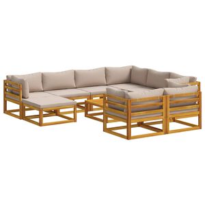 vidaXL Sofa S&aelig;t 10 stk. Naturfarvet Massivt Akacietr&aelig;