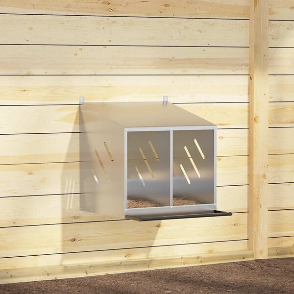 vidaXL redekasse til høns med 2 rum metal olivengrøn