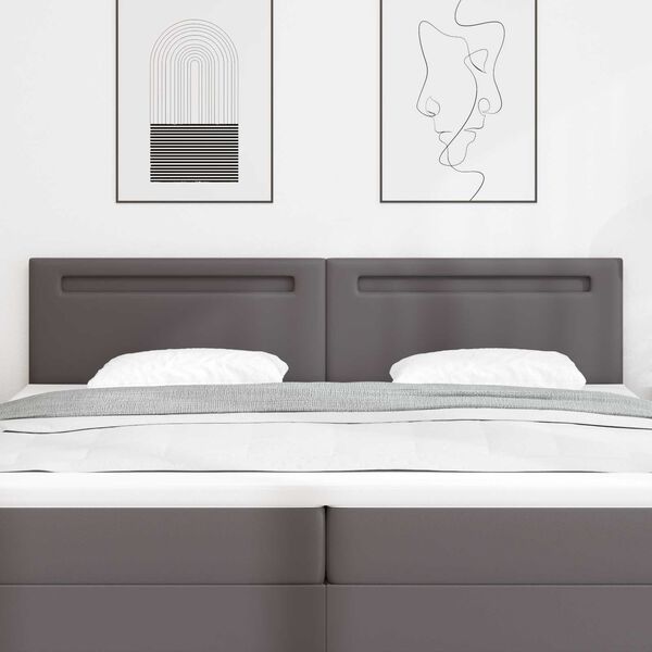 vidaXL LED sengegavl Gr&aring; 200 cm Faux l&aelig;der