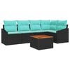 vidaXL Havesofa S&aelig;t med pude 6 pcs Sort polyrattan