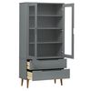vidaXL vitrineskab MOLDE 90x35x175 cm massivt fyrretræ grå