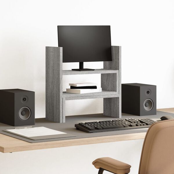 vidaXL hylde til skrivebord 40x17x41 cm konstrueret tr&aelig; gr&aring; sonoma-eg