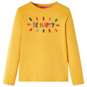 Lang&aelig;rmet T-shirt til b&oslash;rn str. 104 okkergul