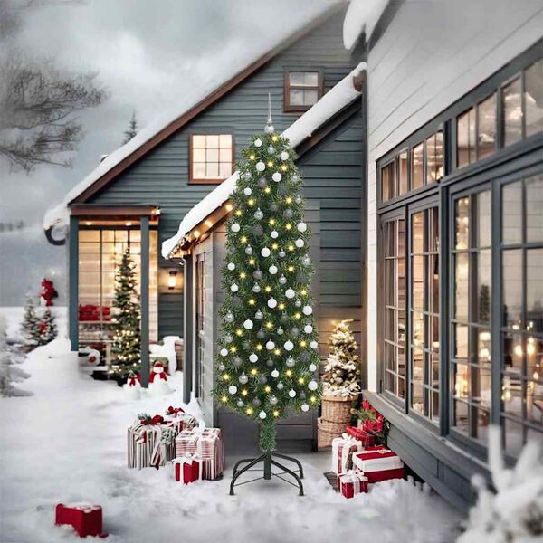 vidaXL Kunstigt juletr&aelig; med stativ Gr&oslash;n 240 cm PVC og St&aring;l og Plastik